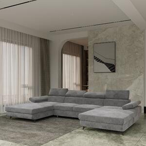 Masseno Narożnik DETTI z funkcją spania i pojemnikiem na pościel Narozniki U, Rozkładana sofa - Szary, MONOLITH 85