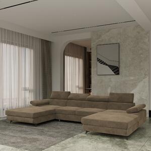 Masseno Narożnik DETTI z funkcją spania i pojemnikiem na pościel Narozniki U, Rozkładana sofa - Beżowy, MONOLITH 09