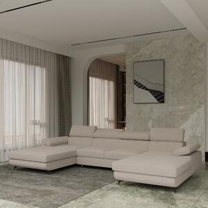 Masseno Narożnik DETTI z funkcją spania i pojemnikiem na pościel Narozniki U, Rozkładana sofa - Beżowy, QUELLE 05