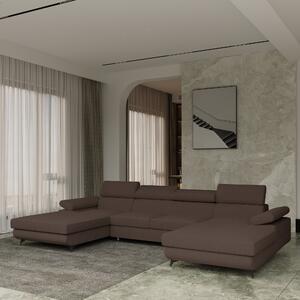 Masseno Narożnik DETTI z funkcją spania i pojemnikiem na pościel Narozniki U, Rozkładana sofa - Brązowy, QUELLE 25