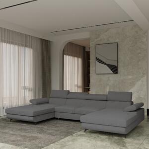 Masseno Narożnik DETTI z funkcją spania i pojemnikiem na pościel Narozniki U, Rozkładana sofa - Szary, QUELLE 92