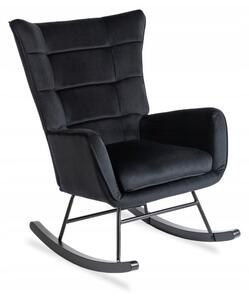 Fotel Uszak Bujany Wypoczynkowy Welurowy Salon Loft Velvet Czarny JACKSON