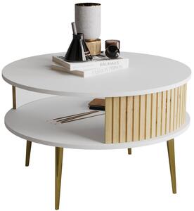Biały okrągły stolik kawowy w stylu glamour - Gaxi 5X