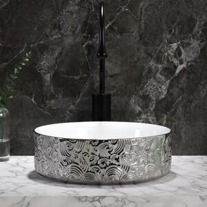 Umywalka nablatowa HYDROSAN LAVA-WH-SV-MOD3-360 Okrągły Biały + Srebrna struktura