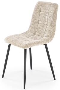 Beżowe tapicerowane krzesło metalowe - Cremi