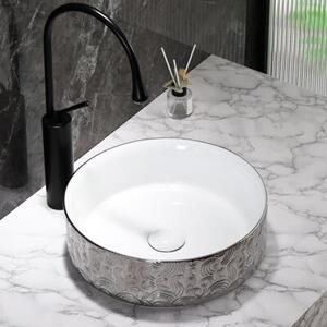 Umywalka nablatowa HYDROSAN LAVA-WH-SV-MOD3-360 Okrągły Biały + Srebrna struktura