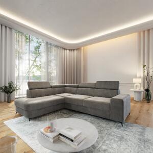 Masseno Narożnik ALVORO z funkcją spania i pojemnikiem na pościel Narozniki L, Rozkładana sofa - Szary, MONOLITH 85