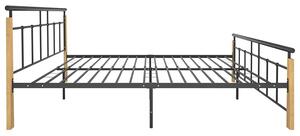Metalowe łóżko rustykalne czarny + jasny dąb 180x200 cm - Paresa