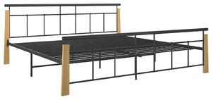 Metalowe łóżko czarny + jasny dąb 200x200 cm - Paresa