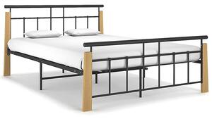 Rustykalne metalowe łóżko czarny + jasny dąb 140x200 cm - Paresa