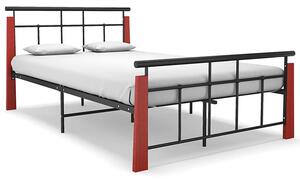 Metalowe rustykalne łóżko czarny + ciemny dąb 140x200 cm - Paresa
