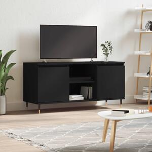 Szafka pod TV, czarna, 104x35x50 cm, materiał drewnopochodny