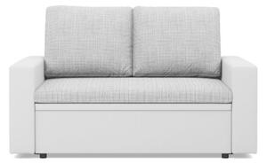 RozkÅadana sofa, CAPERO, ekoskÃ³ra, plecionka, 148x87x90 cm, biaÅy, jasny szary | TYLETEGOTU