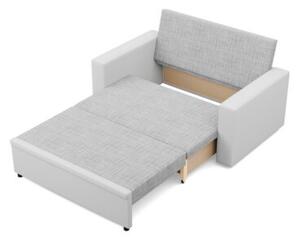 RozkÅadana sofa, CAPERO, ekoskÃ³ra, plecionka, 148x87x90 cm, biaÅy, jasny szary | TYLETEGOTU