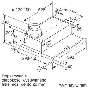 Okap BOSCH Serie 2 DFM064W54 Srebrny 388m3/h 67dB klasa B