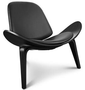 Fotel Insp. Proj. Shell Chair All Black skóra naturalna