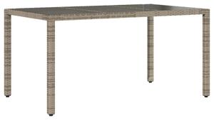 Stół ogrodowy ze szklanym blatem, szary, 150x90x75cm, rattan PE