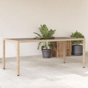 Stół ogrodowy ze szklanym blatem, beż, 190x90x75 cm, polirattan