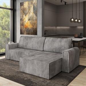 Masseno Narożnik VALTINO z funkcją spania i pojemnikiem na pościel Narozniki L, Rozkładana sofa - Jasnoszary, TILIA 86