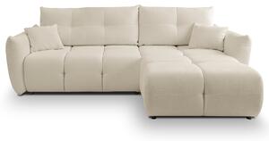 Masseno Narożnik MODA z funkcją spania i pojemnikiem na pościel Narozniki L, Rozkładana sofa - Kremowy, SICURO 55