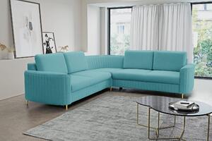 Masseno Narożnik VELA z funkcją spania i pojemnikiem na pościel Narozniki L, Rozkładana sofa - Błękitny, CASTEL 70