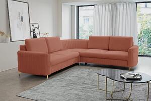 Masseno Narożnik VELA z funkcją spania i pojemnikiem na pościel Narozniki L, Rozkładana sofa - Różowy, CASTEL 55