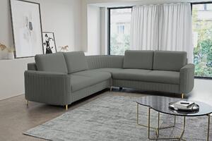 Masseno Narożnik VELA z funkcją spania i pojemnikiem na pościel Narozniki L, Rozkładana sofa - Szary, CASTEL 93