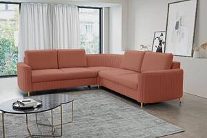 Masseno Narożnik VELA z funkcją spania i pojemnikiem na pościel Narozniki L, Rozkładana sofa - Różowy, CASTEL 55