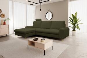 Masseno Narożnik VERONA z funkcją spania i pojemnikiem na pościel Narozniki L, Rozkładana sofa - Oliwkowy, LOFT 10