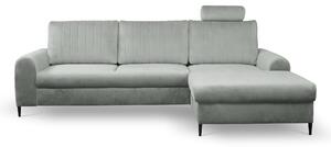 Masseno Narożnik VERONA z funkcją spania i pojemnikiem na pościel Narozniki L, Rozkładana sofa - Szary, VELLUTO GREY 16