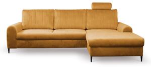 Masseno Narożnik VERONA z funkcją spania i pojemnikiem na pościel Narozniki L, Rozkładana sofa - Żółty, VELLUTO MUSTARD 8