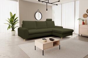 Masseno Narożnik VERONA z funkcją spania i pojemnikiem na pościel Narozniki L, Rozkładana sofa - Zielony, LOFT 10