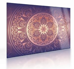 Obraz na szkle - Mandala na fioletowym gradiencie (70x50 cm)