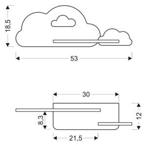 Kinkiet CLOUD niebieski LED 1x5W 250lm wym:18,5x53x12cm IP20 Candellux
