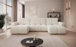 Masseno Narożnik DUCA z funkcją spania i pojemnikiem na pościel Narozniki U, Rozkładana sofa - Beżowy, PERFECT HARMONY 02