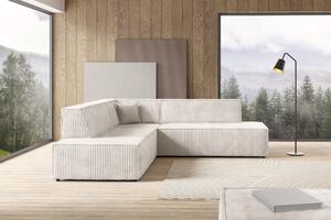 Masseno Narożnik TESSO z funkcją spania i pojemnikiem na pościel Narozniki L, Rozkładana sofa - Kremowy, TILIA 01