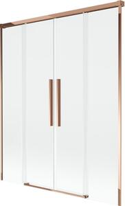 Mexen Rox parawan nawannowy 2-skrzydłowy rozsuwany 150 x 150 cm, transparent, różowe złoto - 8C9-150-002-60-00