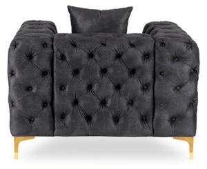 Fotel Wypoczynkowy SORRENTO 1S Czarny Welurowy Nowoczesny Glamour