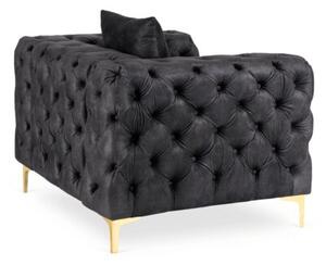 Fotel Wypoczynkowy SORRENTO 1S Czarny Welurowy Nowoczesny Glamour