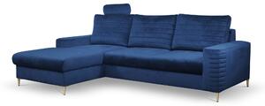 Masseno Narożnik GRIFO z funkcją spania i pojemnikiem na pościel Narozniki L, Rozkładana sofa - Niebieski, VELLUTO NAVY 25