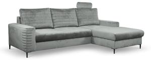 Masseno Narożnik GRIFO z funkcją spania i pojemnikiem na pościel Narozniki L, Rozkładana sofa - Szary, VELLUTO GREY 16