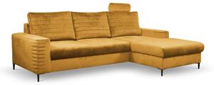 Masseno Narożnik GRIFO z funkcją spania i pojemnikiem na pościel Narozniki L, Rozkładana sofa - Żółty, VELLUTO MUSTARD 8
