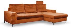 Masseno Narożnik GRIFO z funkcją spania i pojemnikiem na pościel Narozniki L, Rozkładana sofa - Brązowy, VELLUTO RUST 33