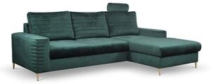 Masseno Narożnik GRIFO z funkcją spania i pojemnikiem na pościel, Rozkładana sofa - Zielony, VELLUTO JUNGLE GREEN 27