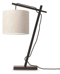 Lampa biurkowa czarna Andes jasny len