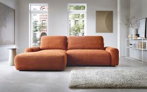 Masseno Narożnik OSSO z funkcją spania i pojemnikiem na pościel Narozniki L, Rozkładana sofa - Ceglasty, AMBIENCE 09