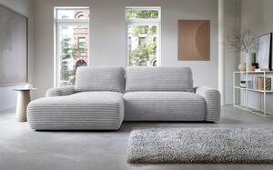 Masseno Narożnik OSSO z funkcją spania i pojemnikiem na pościel Narozniki L, Rozkładana sofa - Szary, AMBIENCE 18