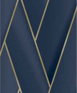 DUTCH WALLCOVERINGS Tapeta Geometric, niebiesko-złota