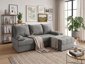 PROMOCJA Jasnoszara rozkładana narożna sofa ZENA, dwustronna II. jakość
