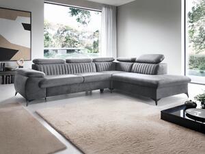Masseno Narożnik FIORE z funkcją spania i pojemnikiem na pościel Narozniki L, Rozkładana sofa - Szary, MONOLITH 85